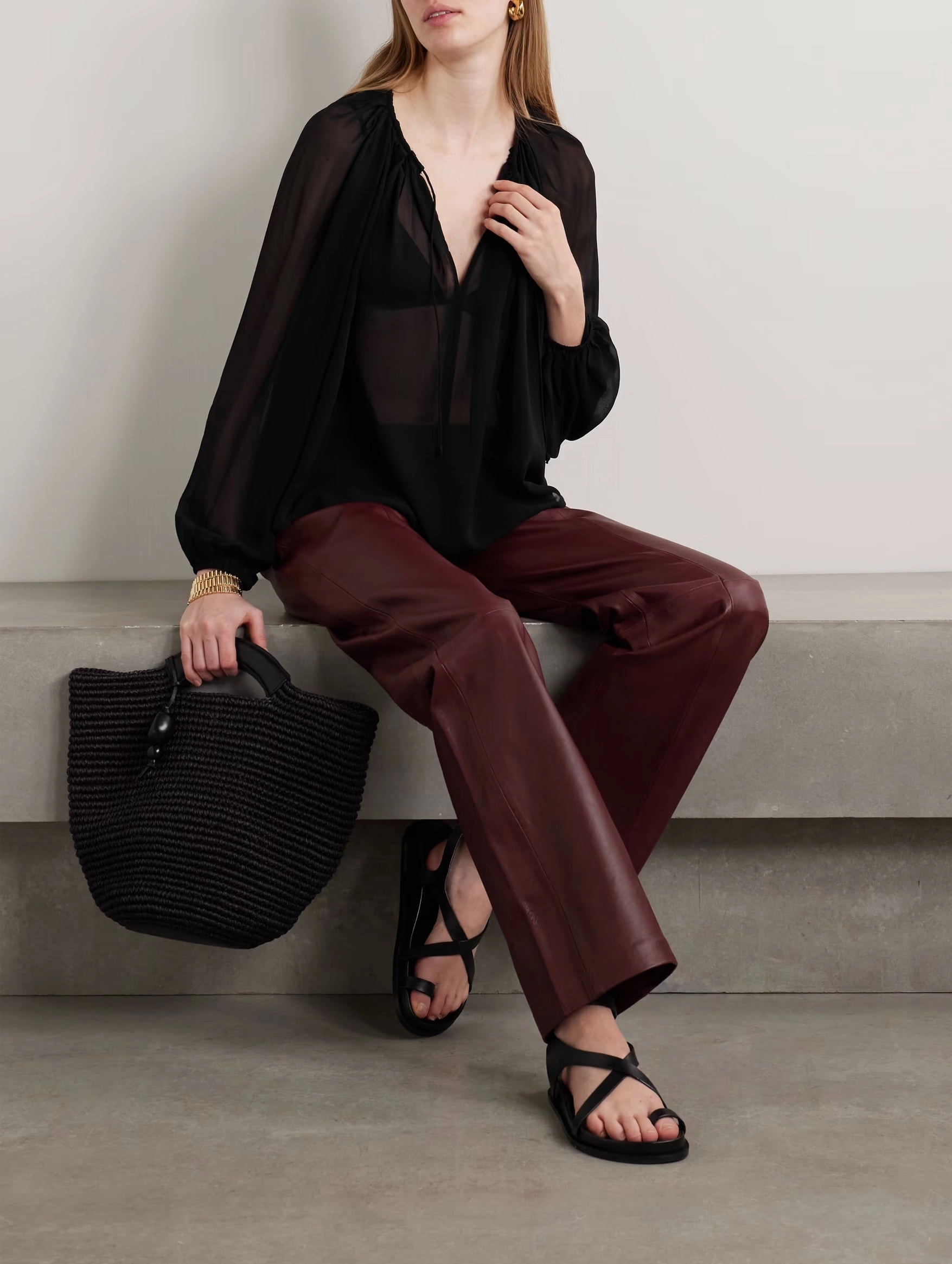 Safa Silk Blouse in Noir