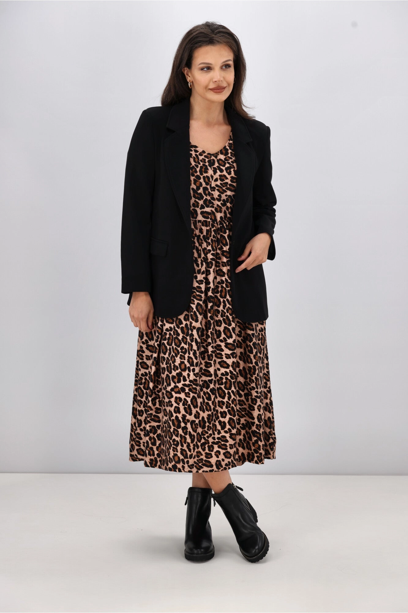 Shine On Label Sienna Midi Dress Leopard Print