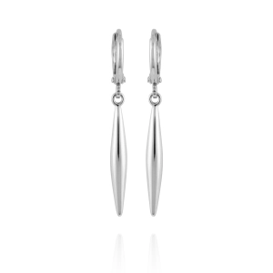 Silvertone Spear Dangle Huggie Hoop Drop Earrings