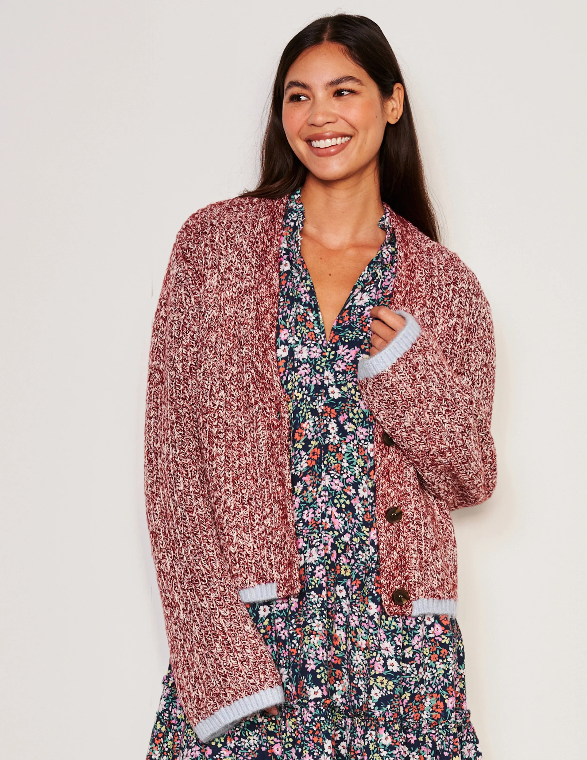 Sundry Cardigan Sweater in Red Rock