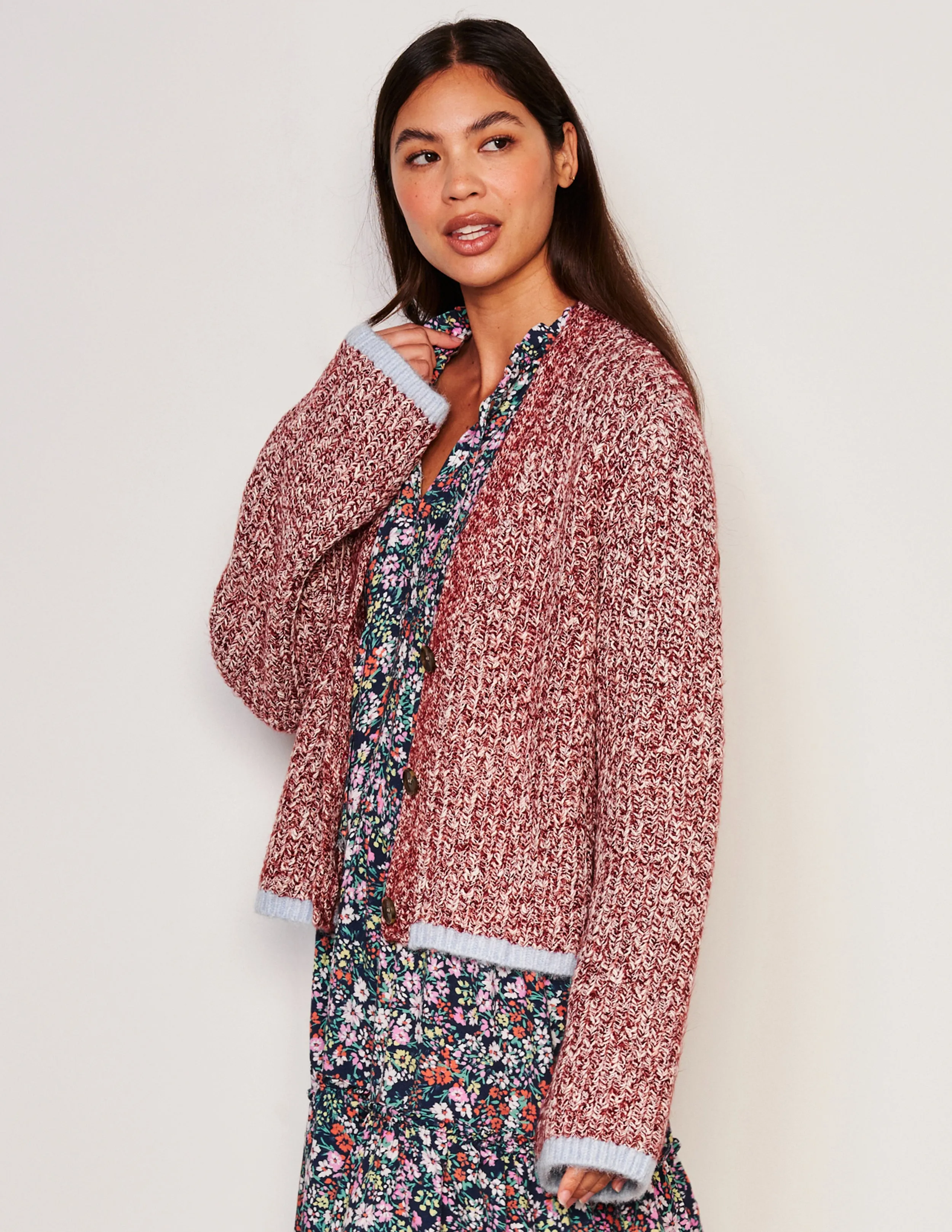 Sundry Cardigan Sweater in Red Rock