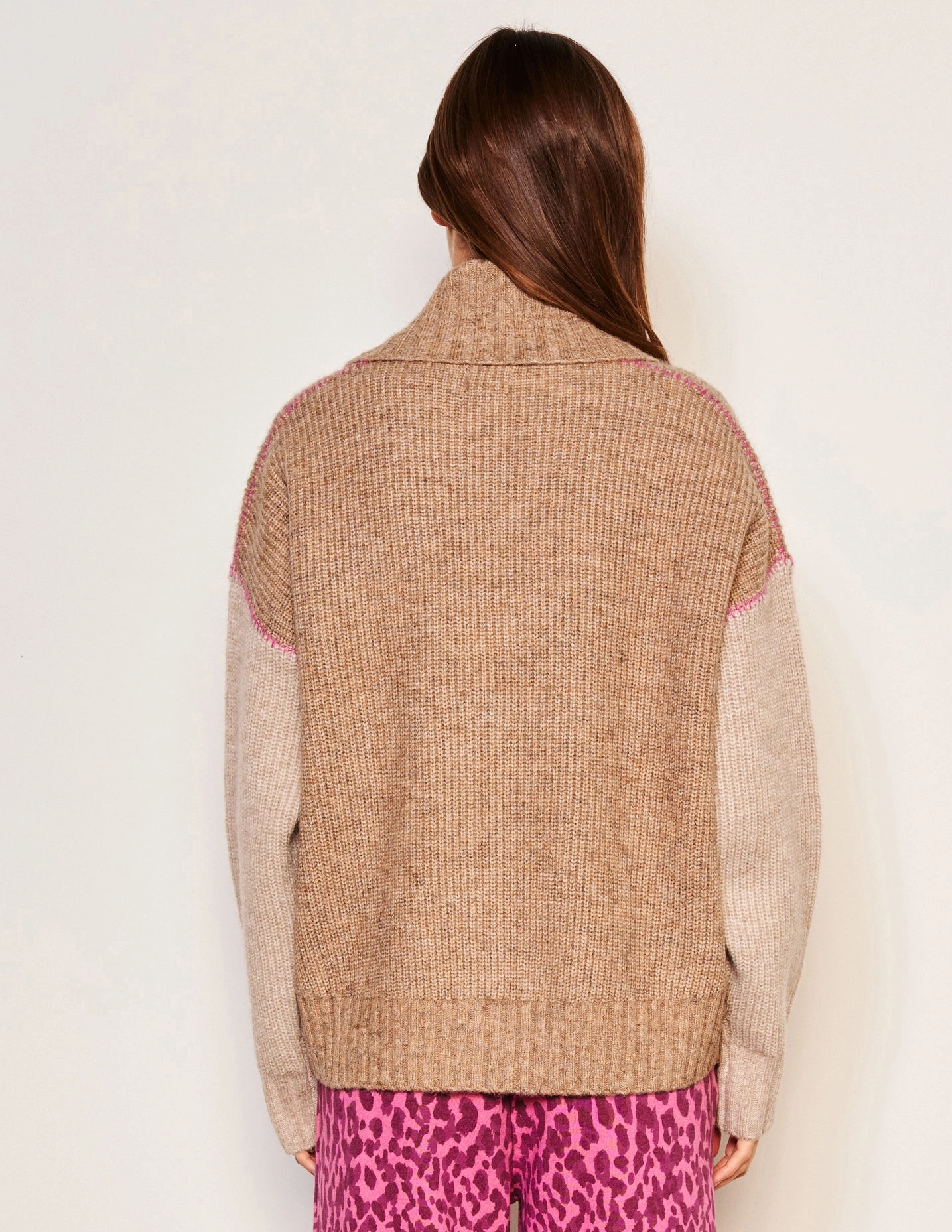 Sundry Shawl Collar Cardi in Taupe