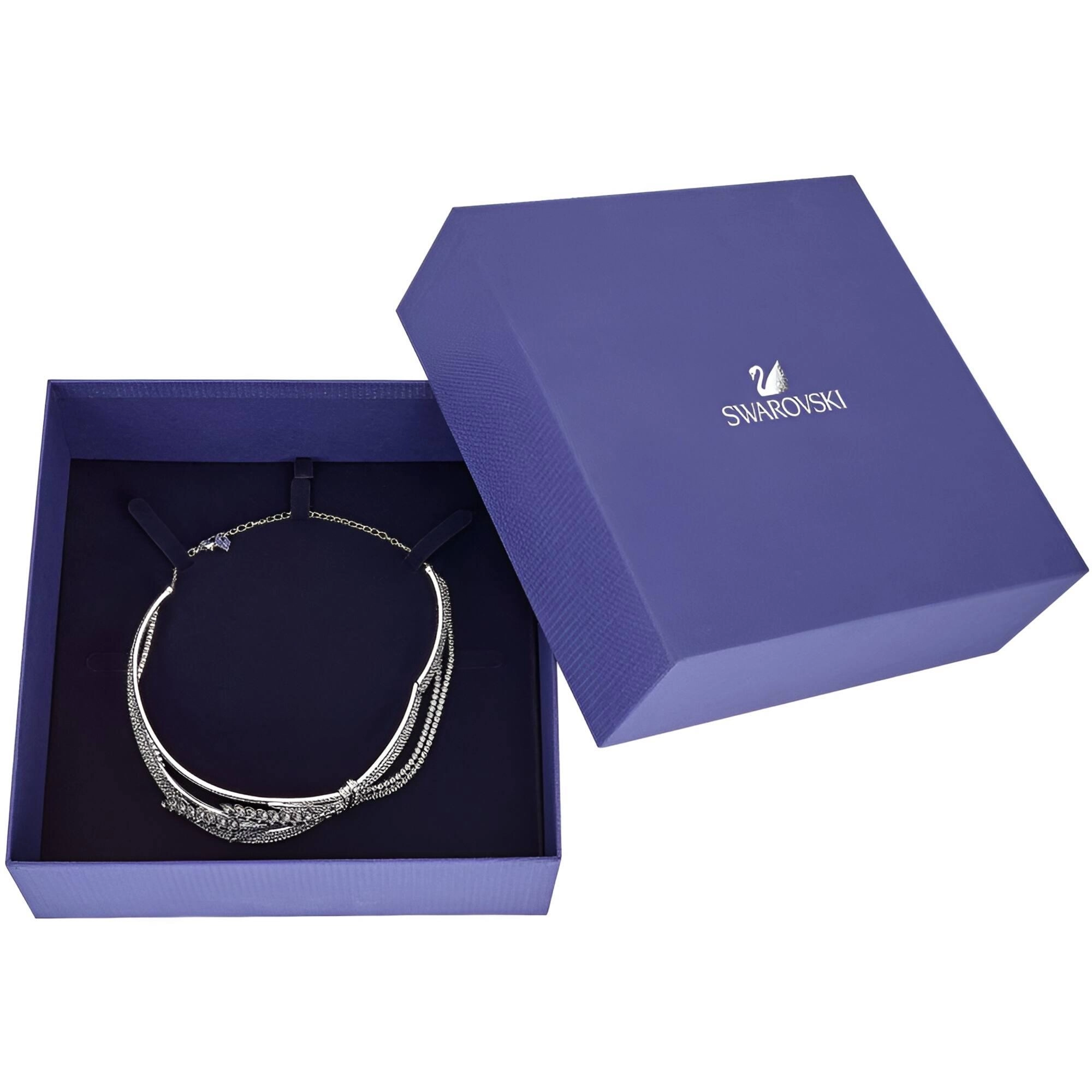Swarovski Women's Choker Necklace - Lucia Rhodium Plated Clear Crystal Knot | 5388861