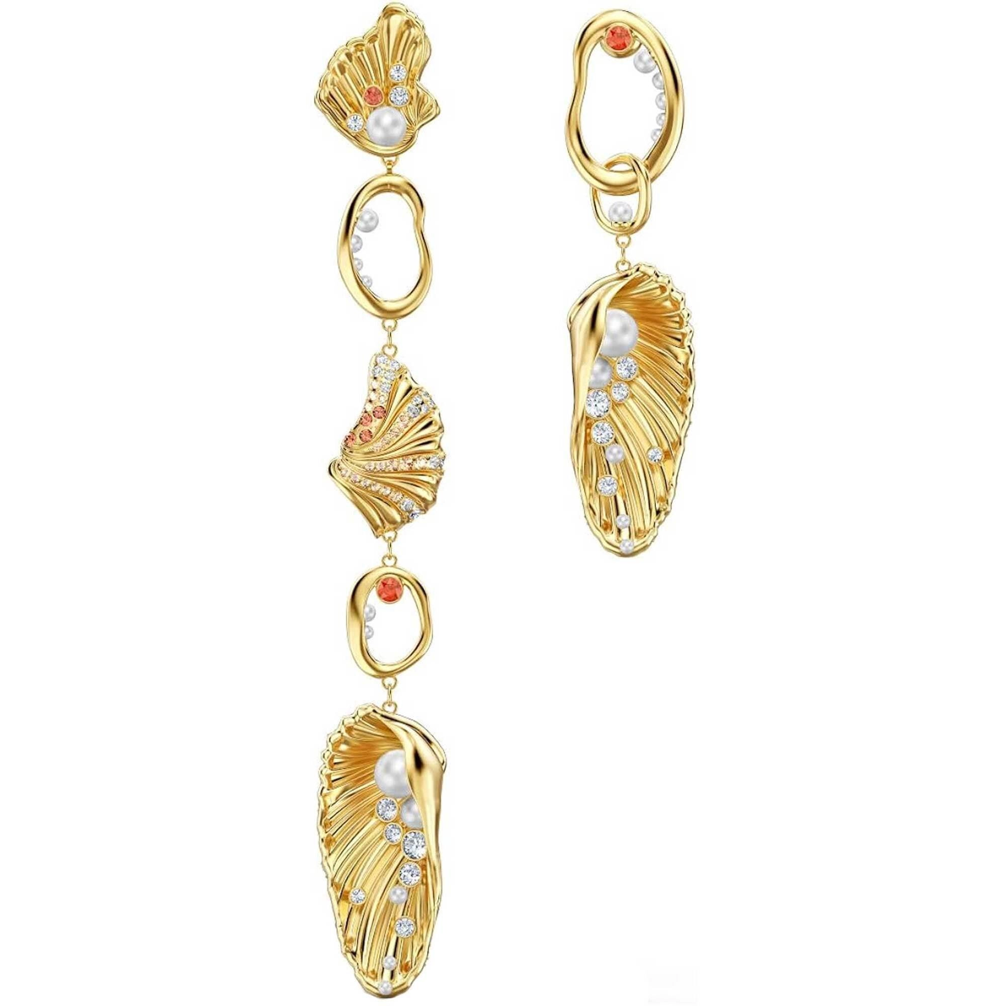Swarovski Women's Earrings - Shell Angel Yellow Gold Multicolored Crystal | 5520664