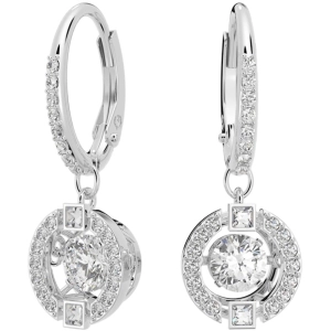Swarovski Women's Earrings - Sparkling Dance Round Cut White Rhodium Plated | 5504652