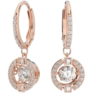 Swarovski Women's Earrings - Sparkling Dance Round Cut White Rose Gold Tone | 5504753