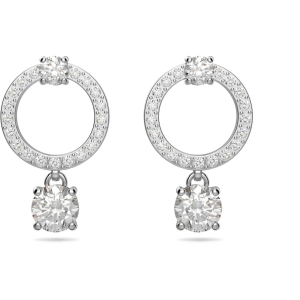 Swarovski Women's Hoop Earrings - Constella Round Crystal Rhodium Plated 5563278