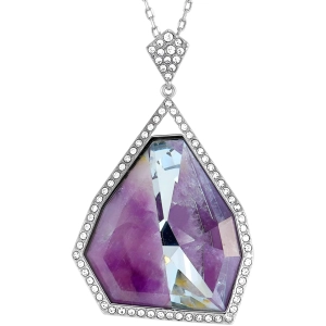 Swarovski Women's Necklace - Purple Amethyst Gemstone and Crystals Pendant | 5092185