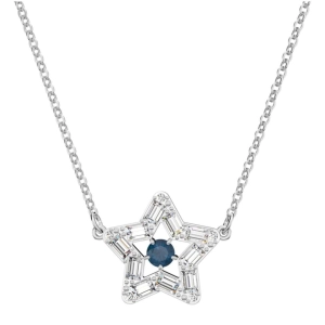 Swarovski Women's Pendant Necklace - Stella Blue Star Shape Rhodium Plated | 5639186