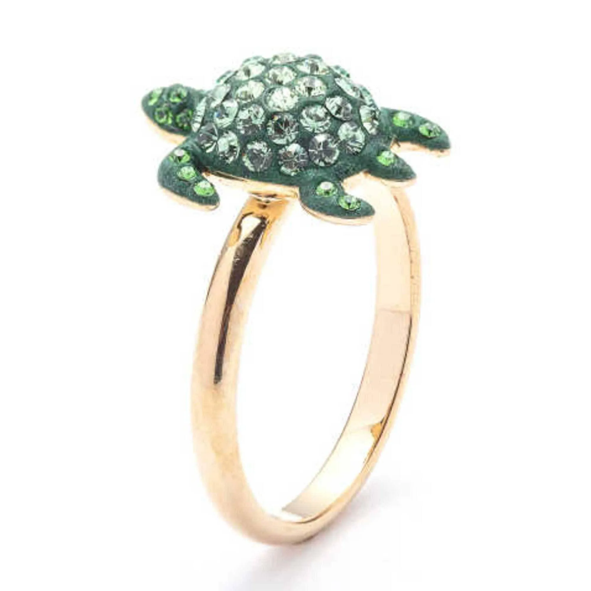 Swarovski Women's Ring - Mustique Sea Life Green Crystal Turtle, Size 6.5 | 5524497