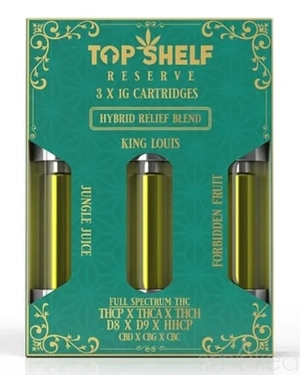 Top Shelf Hemp Hybrid "Relief" Blend Vape Cartridges (3-Pack)