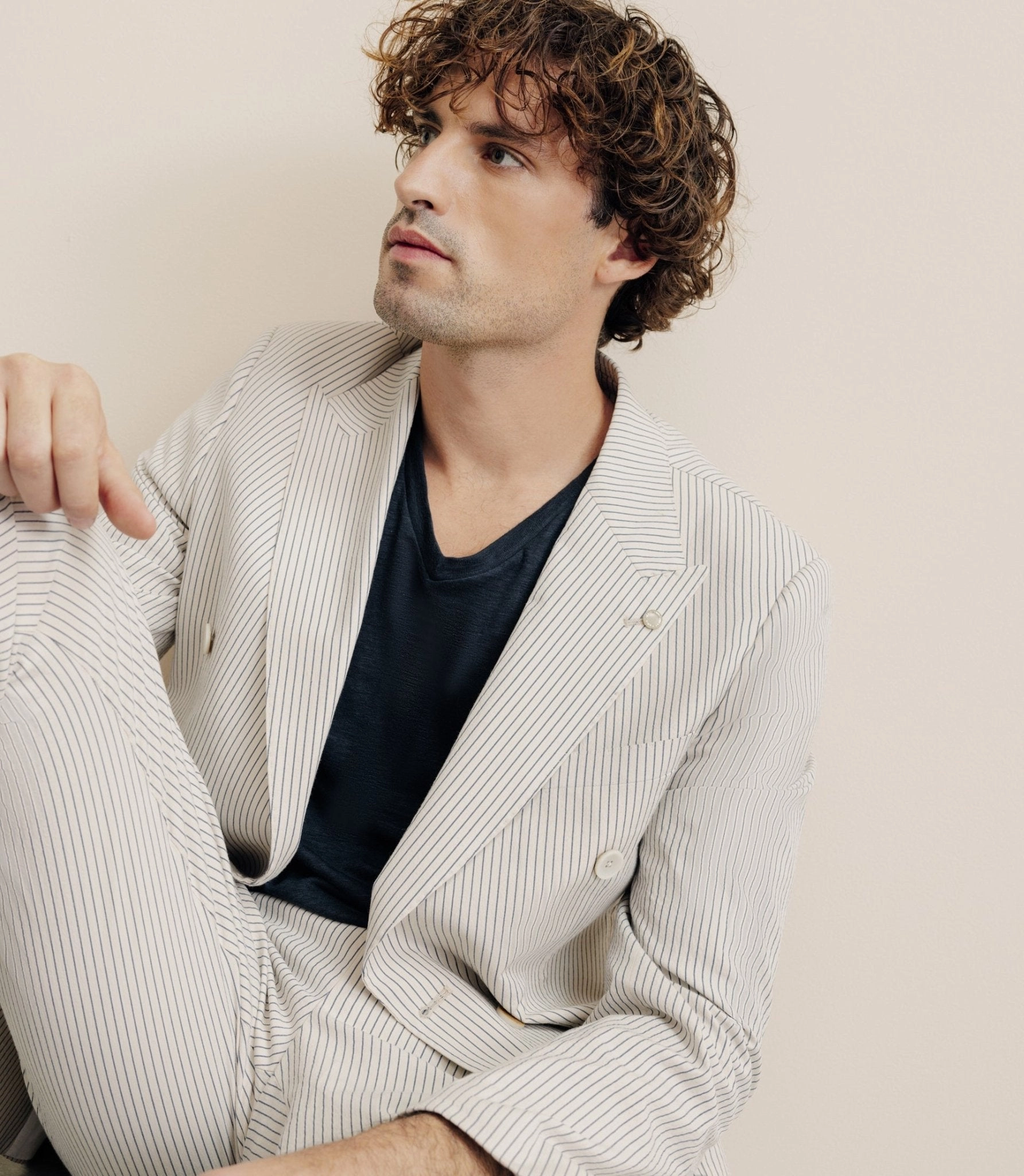Veste ville croisée 6 boutons beige