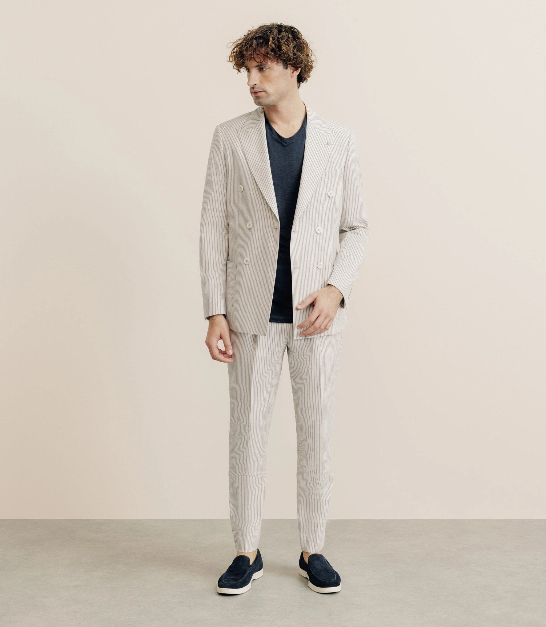 Veste ville croisée 6 boutons beige