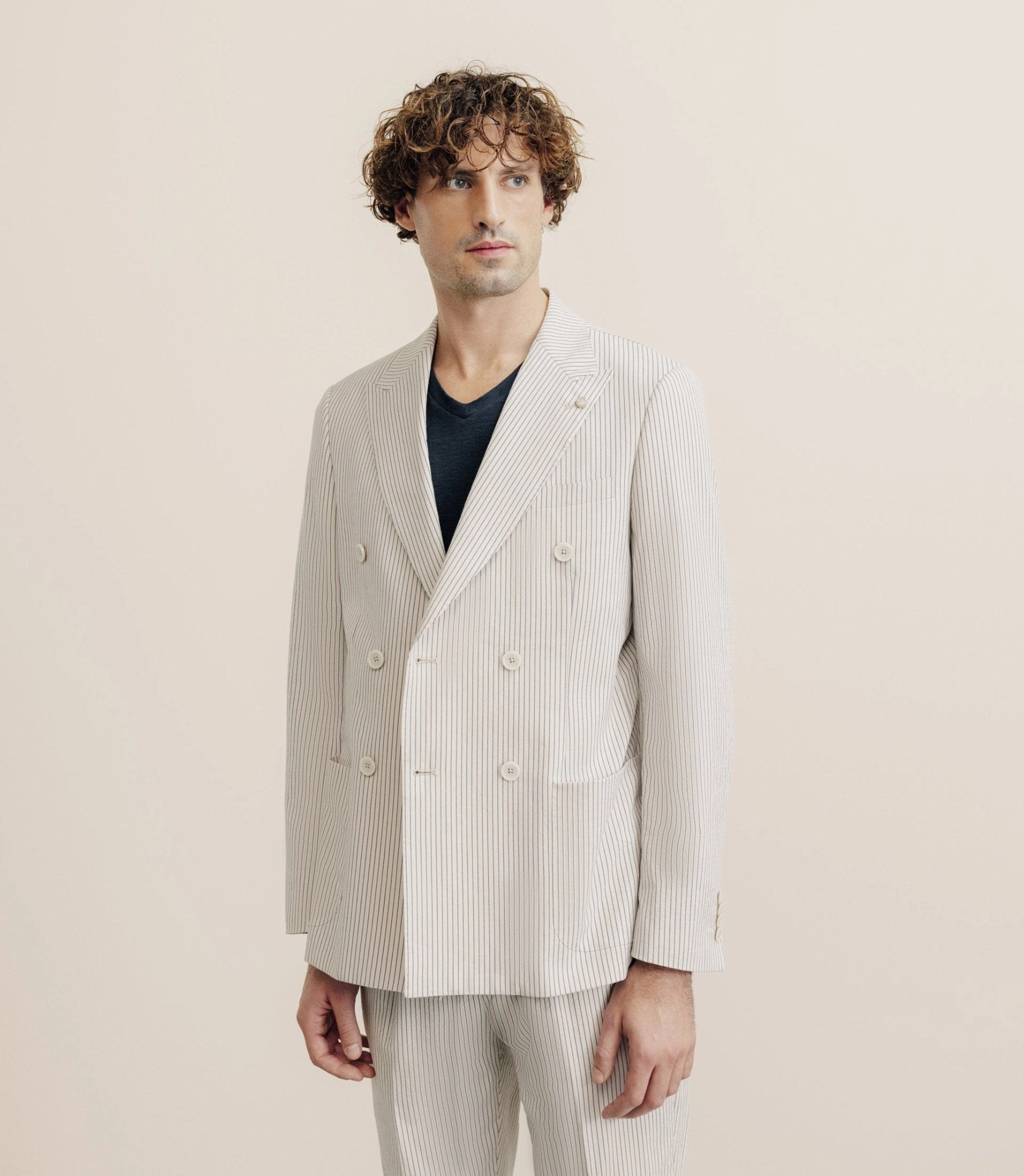 Veste ville croisée 6 boutons beige