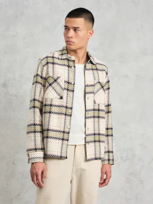 Whiting Overshirt - Ecru   Sage Harp Check
