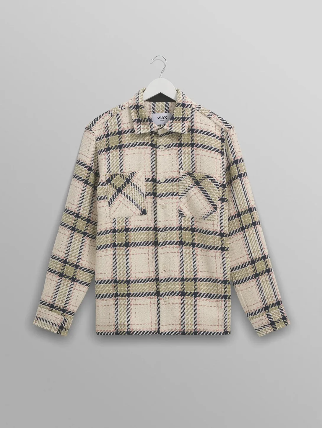 Whiting Overshirt - Ecru   Sage Harp Check