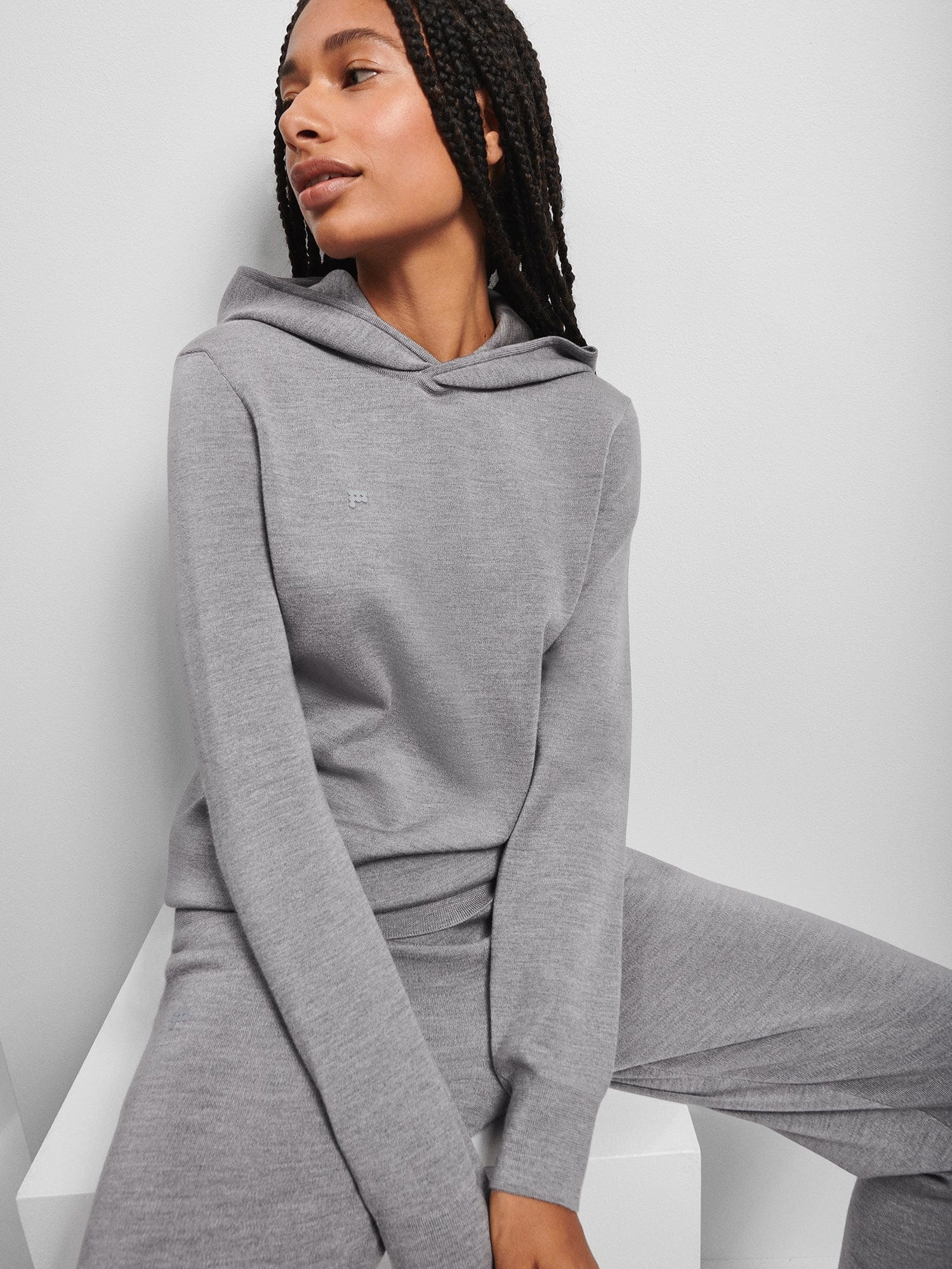 Womens DNA Regenerative Merino Wool Hoodie—grey marl