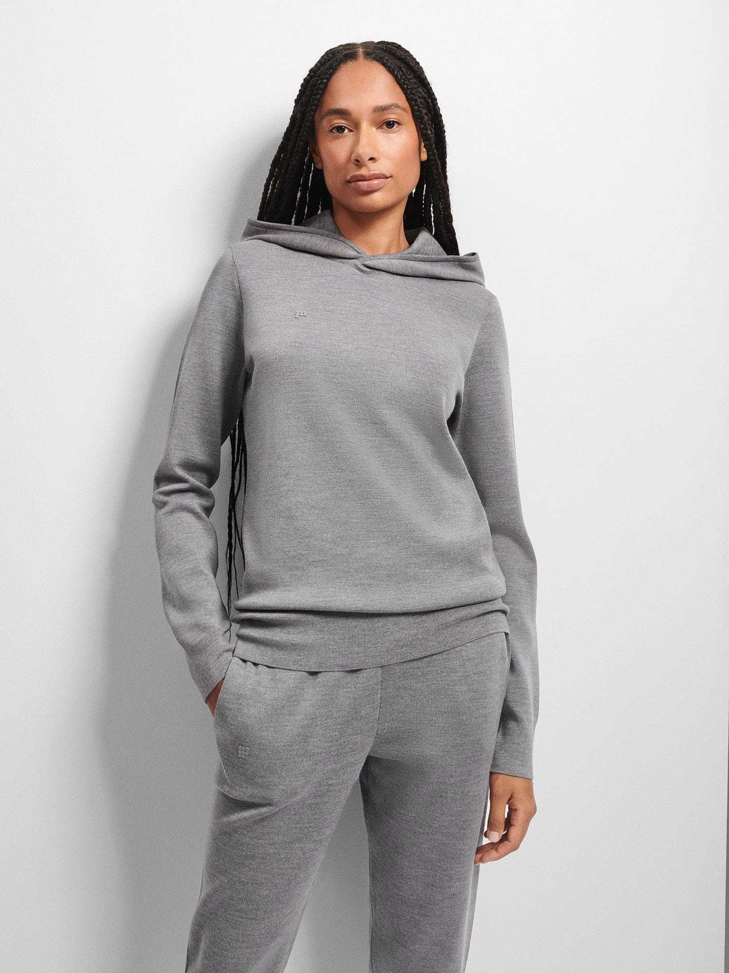 Womens DNA Regenerative Merino Wool Hoodie—grey marl