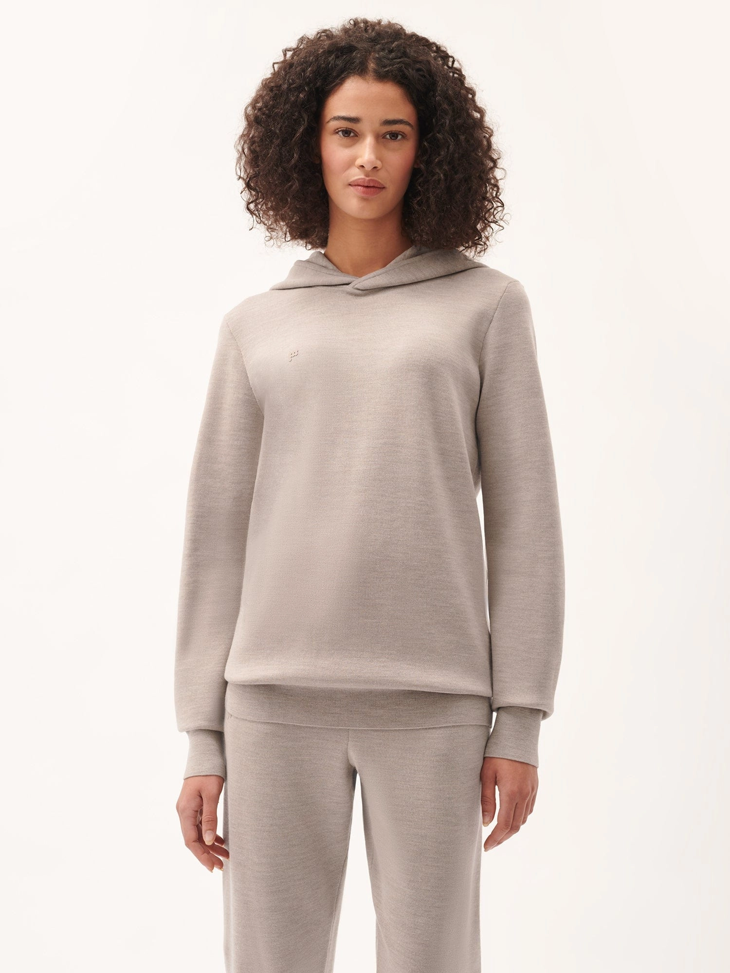 Womens DNA Regenerative Merino Wool Hoodie—stone marl