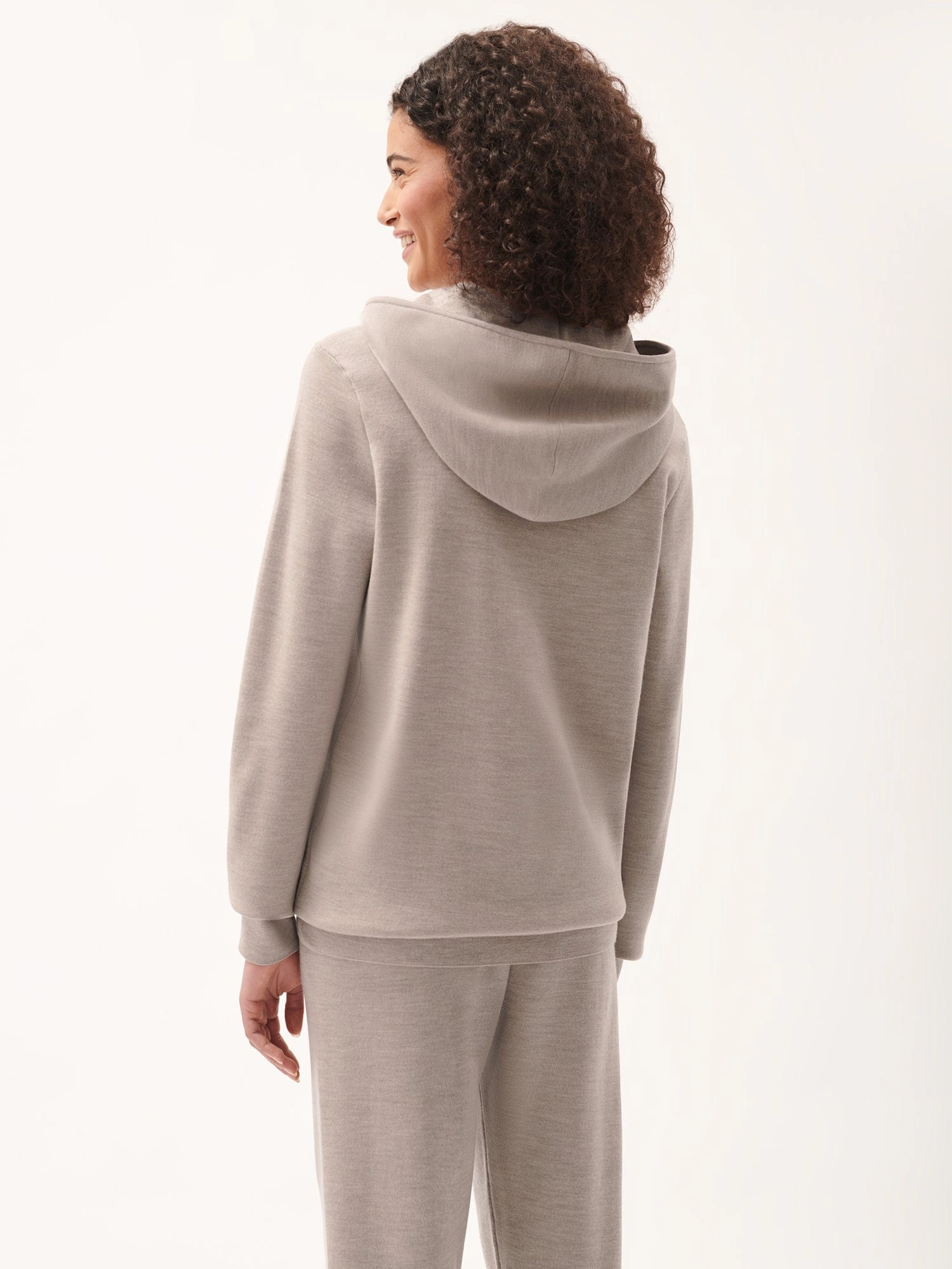 Womens DNA Regenerative Merino Wool Hoodie—stone marl