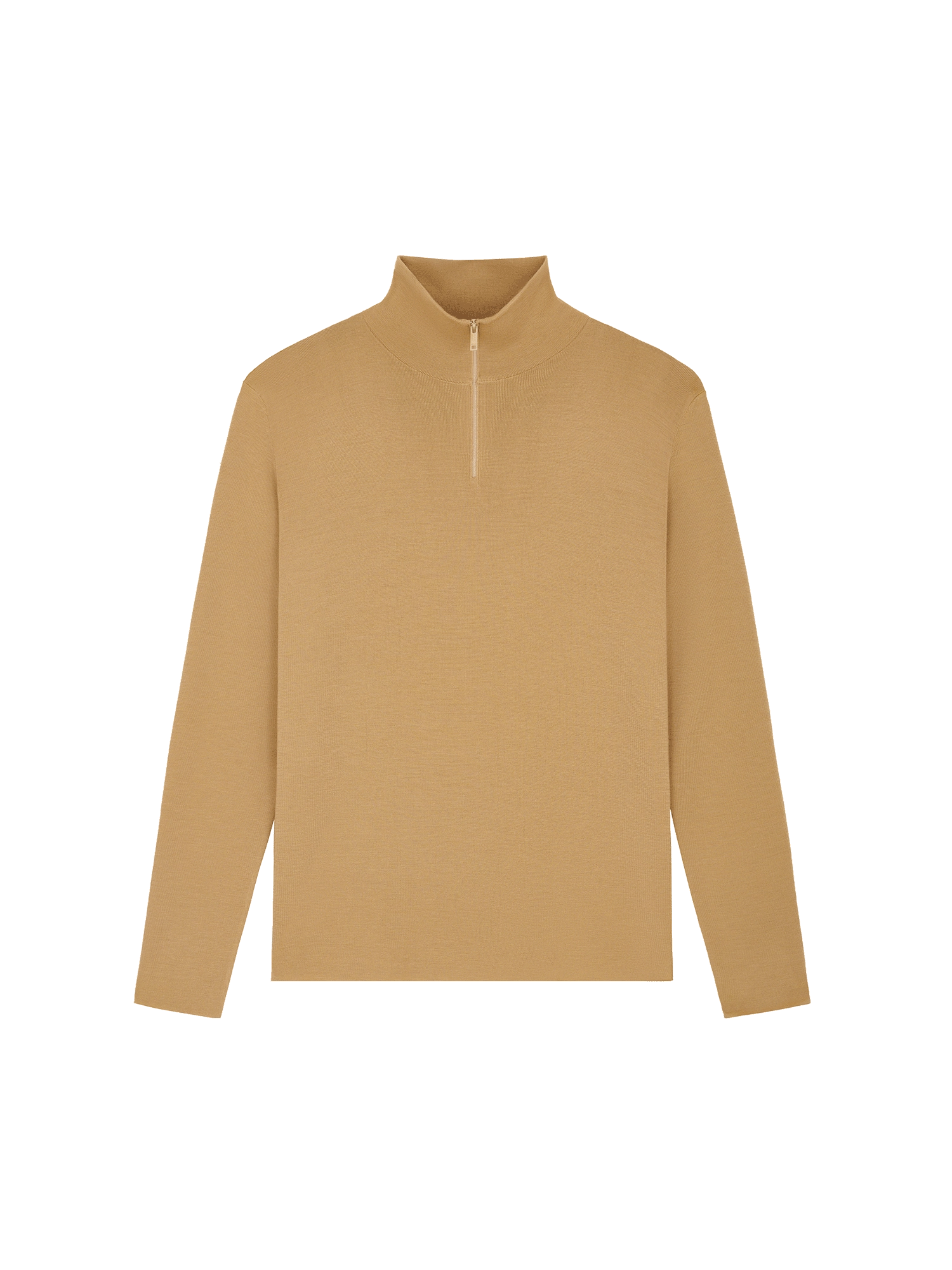 Womens Regenerative Merino Wool Half-Zip Sweater—camel