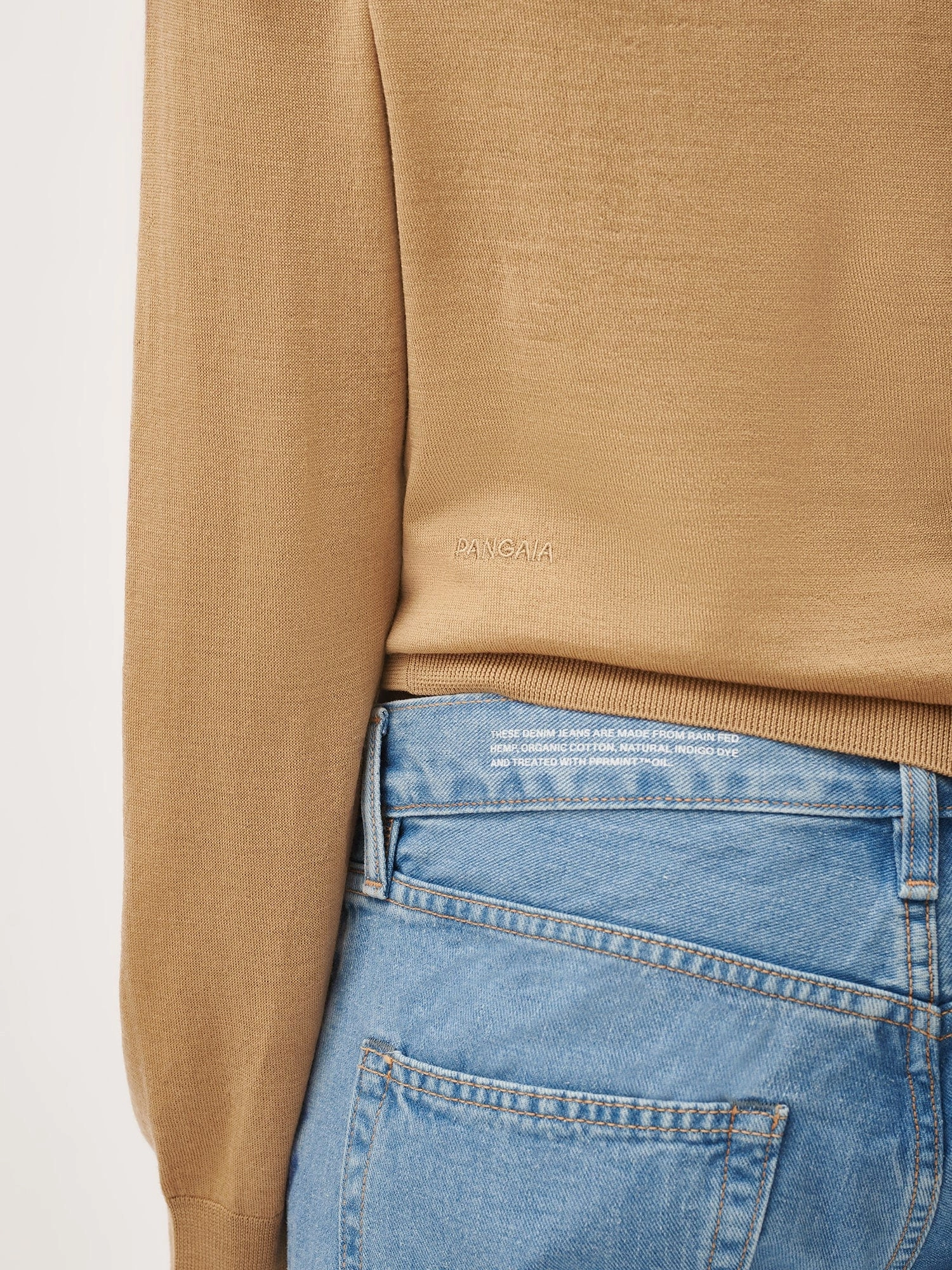 Womens Regenerative Merino Wool Half-Zip Sweater—camel