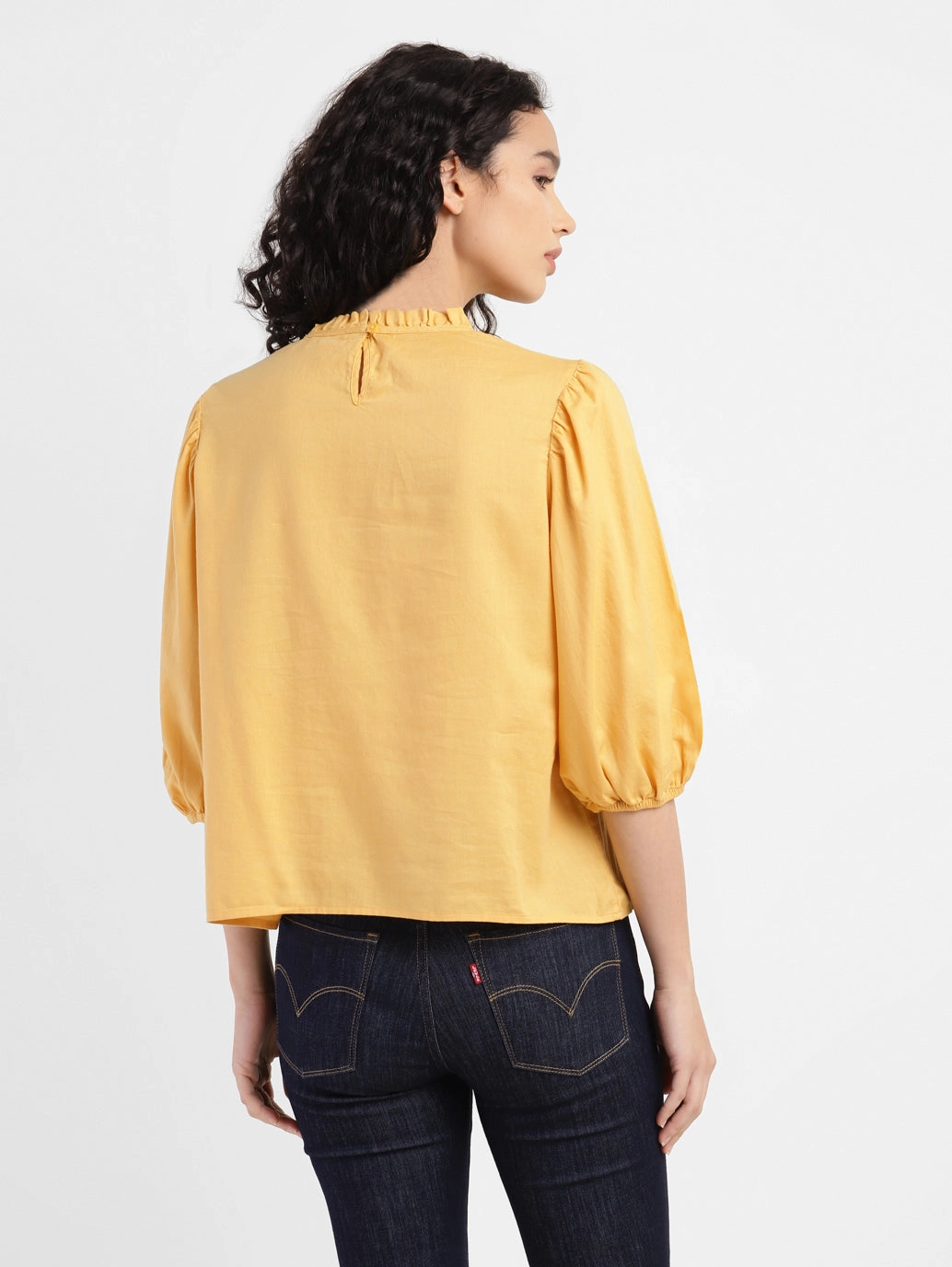 Women's Solid Yellow Round Neck Top