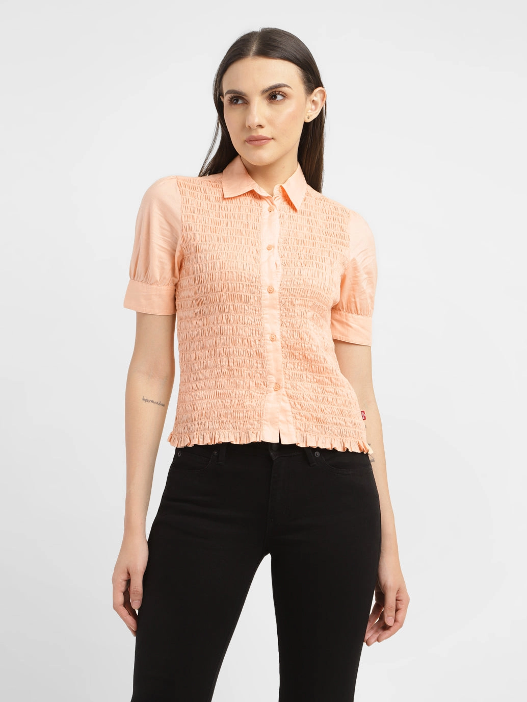 Women's Textured Spread Collar Shirt