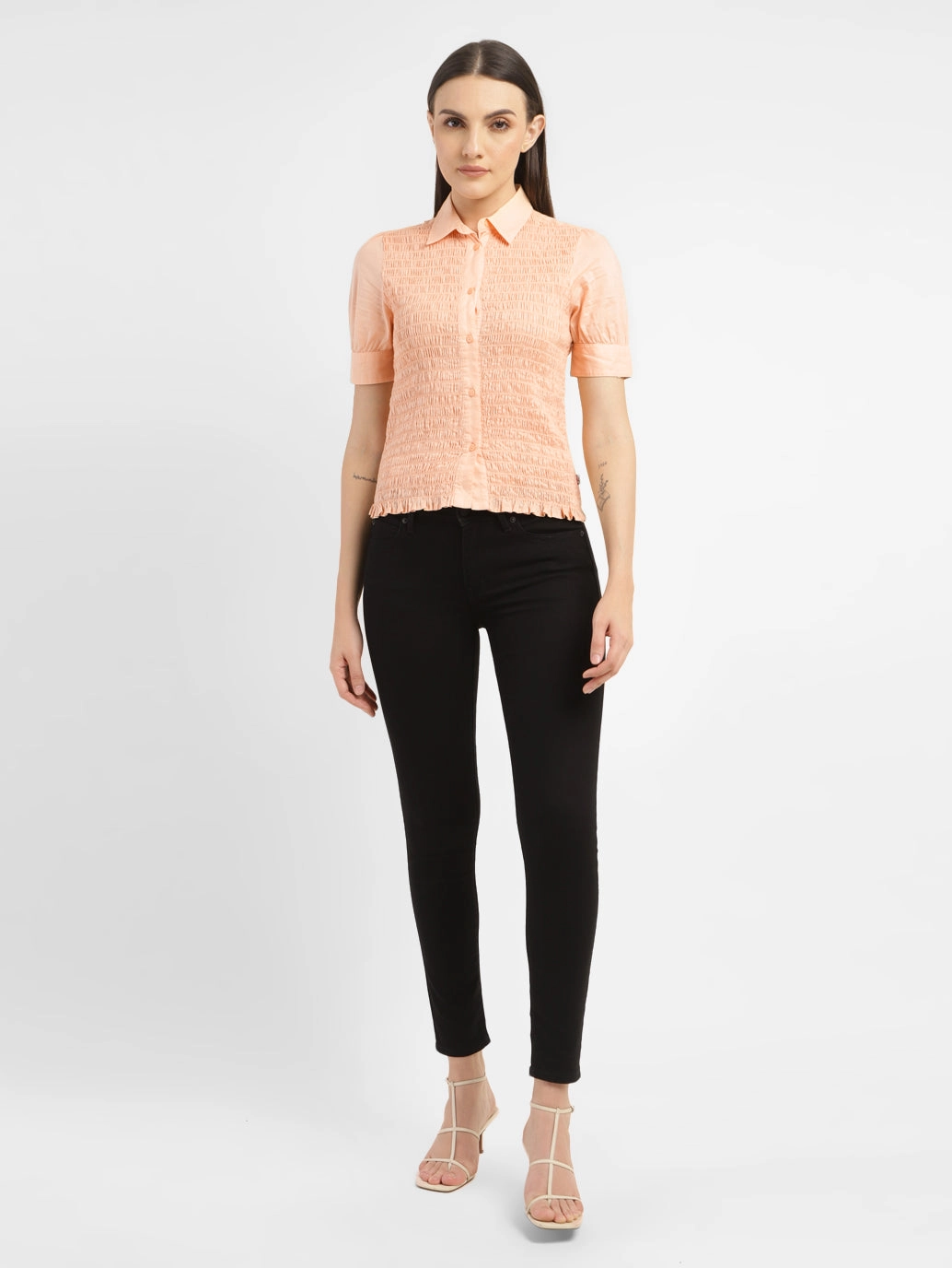 Women's Textured Spread Collar Shirt