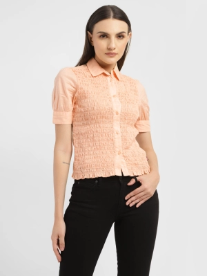 Women's Textured Spread Collar Shirt