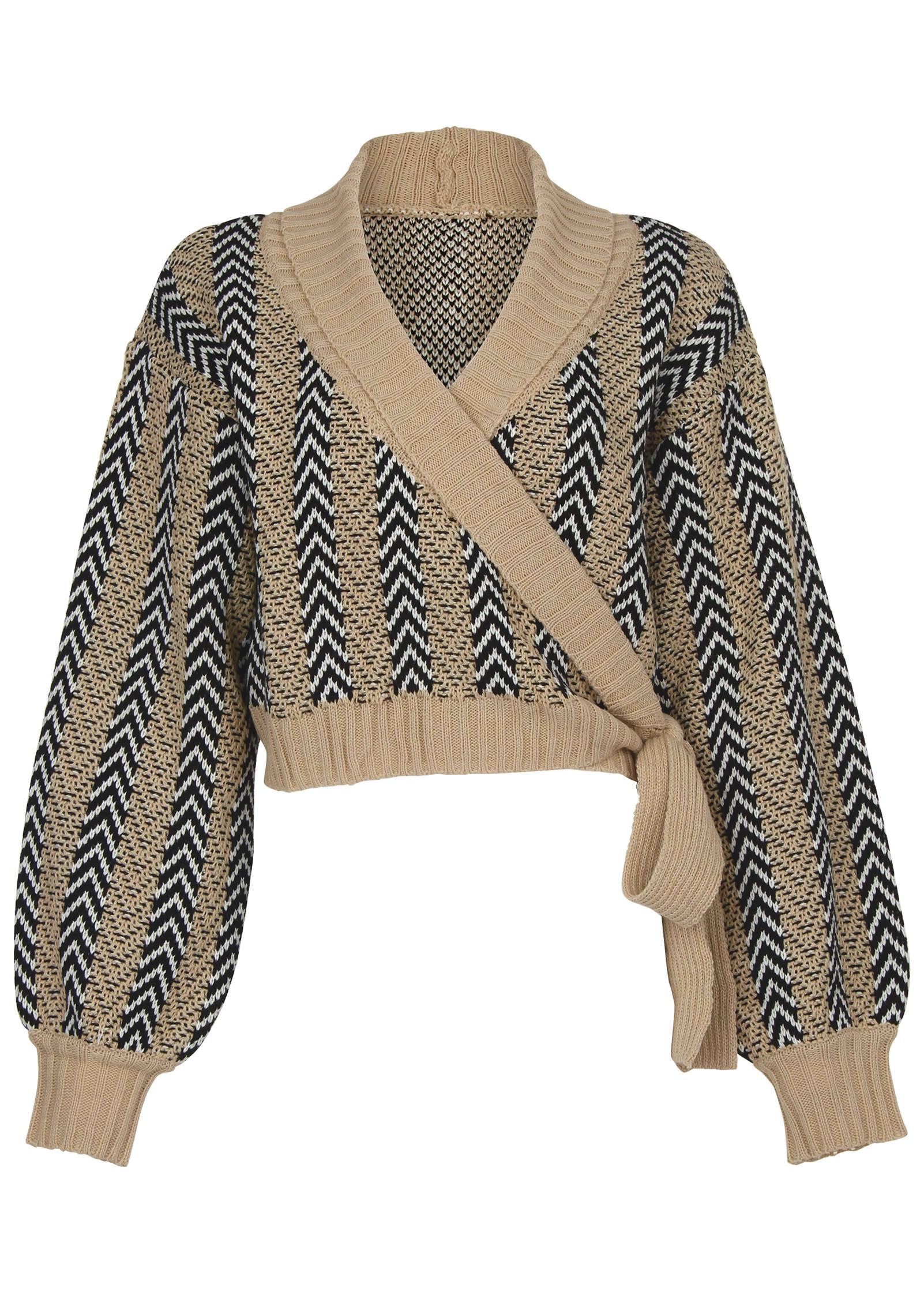 Wrap Cardigan - Tan Combo