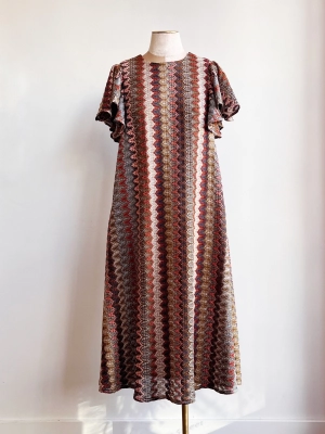 Zig-Zag Knit Chore Dress w/ Flutter Sleeve