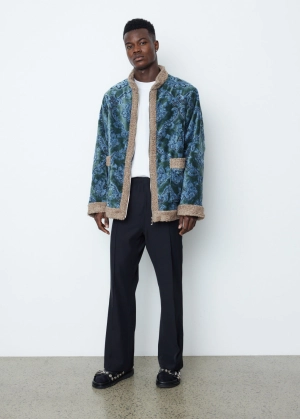 Zipped Tibetan Jacket - Damask Gobelin Jacquard